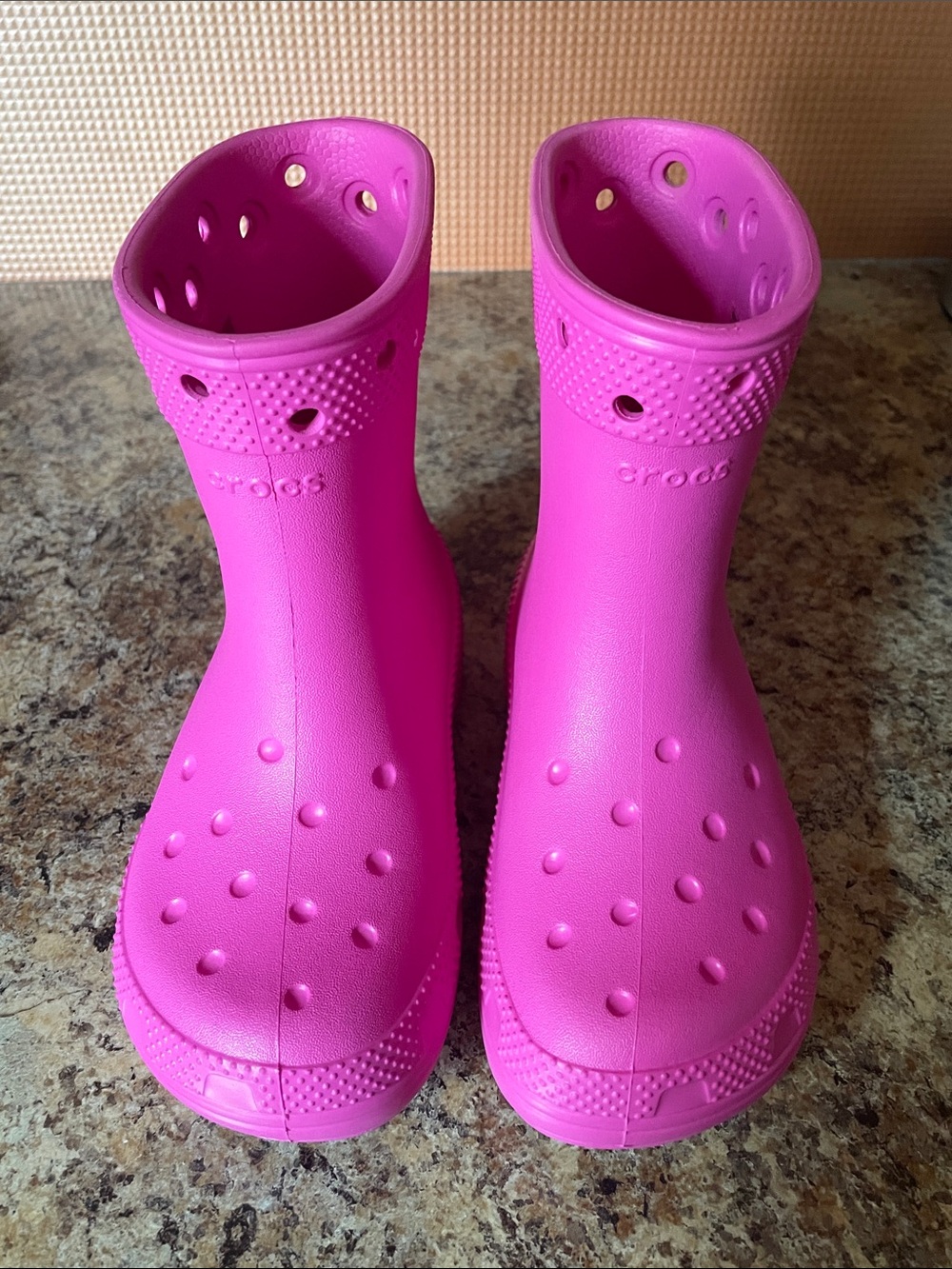 CROCS Kids Bright Pink Waterproof Rain Boots